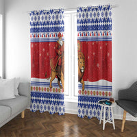 Armenia Christmas Window Curtain Santa Riding Lion - Wonder Print Shop