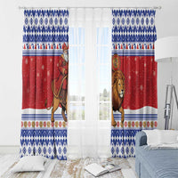 Armenia Christmas Window Curtain Santa Riding Lion - Wonder Print Shop