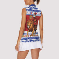Armenia Christmas Women Sleeveless Polo Shirt Santa Riding Lion - Wonder Print Shop