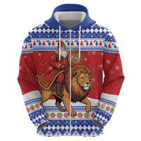 Armenia Christmas Zip Hoodie Santa Riding Lion - Wonder Print Shop