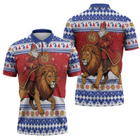Armenia Christmas Zipper Polo Shirt Santa Riding Lion - Wonder Print Shop