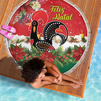 Portugal Christmas Beach Blanket Rooster of Barcelos Christmas Lightning Art - Wonder Print Shop