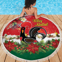 Portugal Christmas Beach Blanket Rooster of Barcelos Christmas Lightning Art - Wonder Print Shop