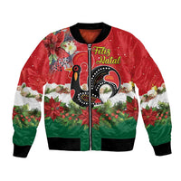Portugal Christmas Bomber Jacket Rooster of Barcelos Christmas Lightning Art - Wonder Print Shop