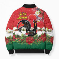 Portugal Christmas Bomber Puffer Jacket Rooster of Barcelos Christmas Lightning Art - Wonder Print Shop