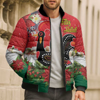 Portugal Christmas Bomber Puffer Jacket Rooster of Barcelos Christmas Lightning Art - Wonder Print Shop