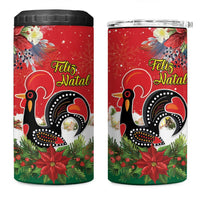 Portugal Christmas 4 in 1 Can Cooler Tumbler Rooster of Barcelos Christmas Lightning Art - Wonder Print Shop