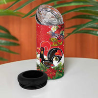 Portugal Christmas 4 in 1 Can Cooler Tumbler Rooster of Barcelos Christmas Lightning Art - Wonder Print Shop