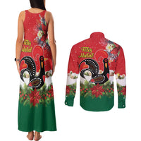 Portugal Christmas Couples Matching Tank Maxi Dress and Long Sleeve Button Shirt Rooster of Barcelos Christmas Lightning Art - Wonder Print Shop