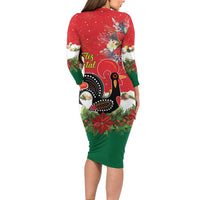 Portugal Christmas Family Matching Long Sleeve Bodycon Dress and Hawaiian Shirt Rooster of Barcelos Christmas Lightning Art - Wonder Print Shop