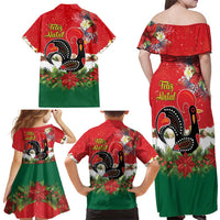 Portugal Christmas Family Matching Off Shoulder Maxi Dress and Hawaiian Shirt Rooster of Barcelos Christmas Lightning Art - Wonder Print Shop