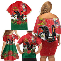 Portugal Christmas Family Matching Off Shoulder Short Dress and Hawaiian Shirt Rooster of Barcelos Christmas Lightning Art - Wonder Print Shop
