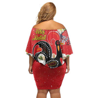 Portugal Christmas Family Matching Off Shoulder Short Dress and Hawaiian Shirt Rooster of Barcelos Christmas Lightning Art - Wonder Print Shop