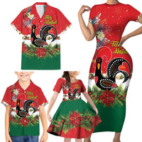 Portugal Christmas Family Matching Short Sleeve Bodycon Dress and Hawaiian Shirt Rooster of Barcelos Christmas Lightning Art - Wonder Print Shop