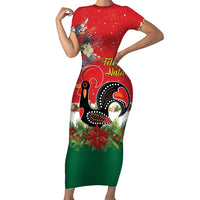 Portugal Christmas Family Matching Short Sleeve Bodycon Dress and Hawaiian Shirt Rooster of Barcelos Christmas Lightning Art - Wonder Print Shop