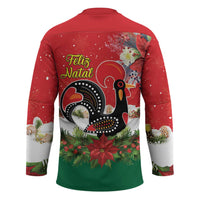 Portugal Christmas Hockey Jersey Rooster of Barcelos Christmas Lightning Art - Wonder Print Shop