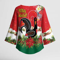 Portugal Christmas Kimono Sleeve Blouse Rooster of Barcelos Christmas Lightning Art - Wonder Print Shop