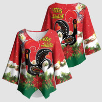 Portugal Christmas Kimono Sleeve Blouse Rooster of Barcelos Christmas Lightning Art - Wonder Print Shop