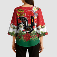 Portugal Christmas Kimono Sleeve Blouse Rooster of Barcelos Christmas Lightning Art - Wonder Print Shop