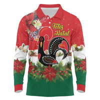 Portugal Christmas Long Sleeve Polo Shirt Rooster of Barcelos Christmas Lightning Art - Wonder Print Shop