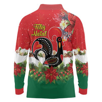 Portugal Christmas Long Sleeve Polo Shirt Rooster of Barcelos Christmas Lightning Art - Wonder Print Shop
