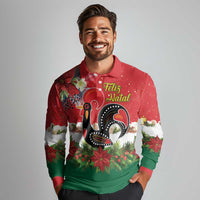 Portugal Christmas Long Sleeve Polo Shirt Rooster of Barcelos Christmas Lightning Art - Wonder Print Shop