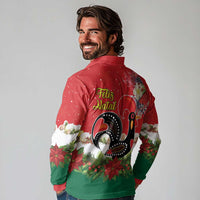 Portugal Christmas Long Sleeve Polo Shirt Rooster of Barcelos Christmas Lightning Art - Wonder Print Shop