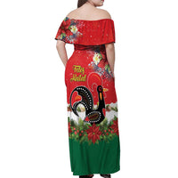 Portugal Christmas Off Shoulder Maxi Dress Rooster of Barcelos Christmas Lightning Art - Wonder Print Shop