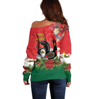 Portugal Christmas Off Shoulder Sweater Rooster of Barcelos Christmas Lightning Art - Wonder Print Shop