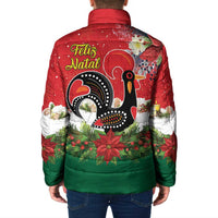 Portugal Christmas Padded Jacket Rooster of Barcelos Christmas Lightning Art - Wonder Print Shop