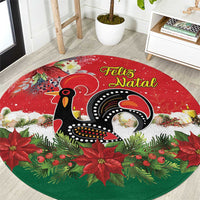 Portugal Christmas Round Carpet Rooster of Barcelos Christmas Lightning Art - Wonder Print Shop