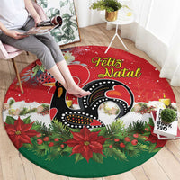 Portugal Christmas Round Carpet Rooster of Barcelos Christmas Lightning Art - Wonder Print Shop