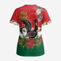 Portugal Christmas Scrub Top Rooster of Barcelos Christmas Lightning Art - Wonder Print Shop