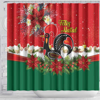 Portugal Christmas Shower Curtain Rooster of Barcelos Christmas Lightning Art - Wonder Print Shop