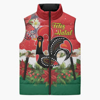 Portugal Christmas Sleeveless Puffer Jacket Rooster of Barcelos Christmas Lightning Art - Wonder Print Shop