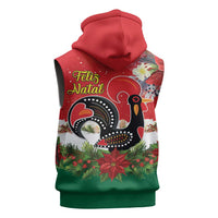 Portugal Christmas Sleeveless Zip Hoodie Rooster of Barcelos Christmas Lightning Art - Wonder Print Shop