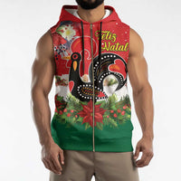 Portugal Christmas Sleeveless Zip Hoodie Rooster of Barcelos Christmas Lightning Art - Wonder Print Shop