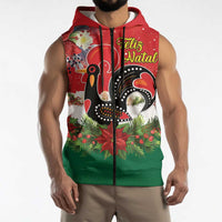 Portugal Christmas Sleeveless Zip Hoodie Rooster of Barcelos Christmas Lightning Art - Wonder Print Shop