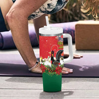 Portugal Christmas Tumbler With Handle Rooster of Barcelos Christmas Lightning Art - Wonder Print Shop