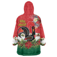 Portugal Christmas Wearable Blanket Hoodie Rooster of Barcelos Christmas Lightning Art - Wonder Print Shop