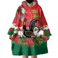 Portugal Christmas Wearable Blanket Hoodie Rooster of Barcelos Christmas Lightning Art - Wonder Print Shop