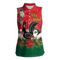 Portugal Christmas Women Sleeveless Polo Shirt Rooster of Barcelos Christmas Lightning Art - Wonder Print Shop