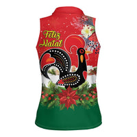 Portugal Christmas Women Sleeveless Polo Shirt Rooster of Barcelos Christmas Lightning Art - Wonder Print Shop