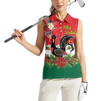 Portugal Christmas Women Sleeveless Polo Shirt Rooster of Barcelos Christmas Lightning Art - Wonder Print Shop