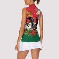 Portugal Christmas Women Sleeveless Polo Shirt Rooster of Barcelos Christmas Lightning Art - Wonder Print Shop