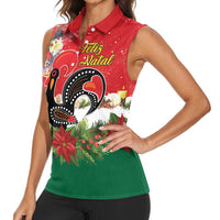 Portugal Christmas Women Sleeveless Polo Shirt Rooster of Barcelos Christmas Lightning Art - Wonder Print Shop