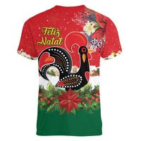 Portugal Christmas Women V-Neck T-Shirt Rooster of Barcelos Christmas Lightning Art - Wonder Print Shop