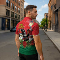 Portugal Christmas Zipper Polo Shirt Rooster of Barcelos Christmas Lightning Art - Wonder Print Shop