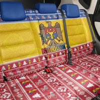 Moldova Christmas Back Car Seat Cover Coat Of Arms Craciun fericit - Wonder Print Shop