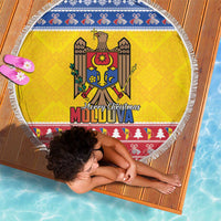 Moldova Christmas Beach Blanket Coat Of Arms Craciun fericit - Wonder Print Shop